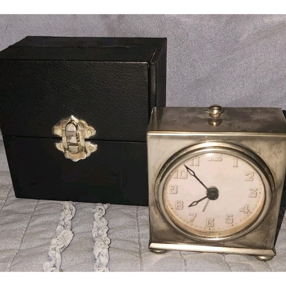 Pottery Barn Other - Vintage Pottery Barn Silver T Square Alarm Clock W Black Case Works Great 1998 W